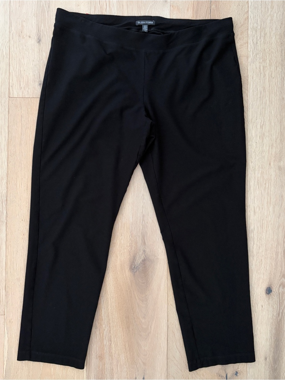 Eileen Fisher Pants Women's L Black Washable Crepe Pull On Stretch USA Made*K25